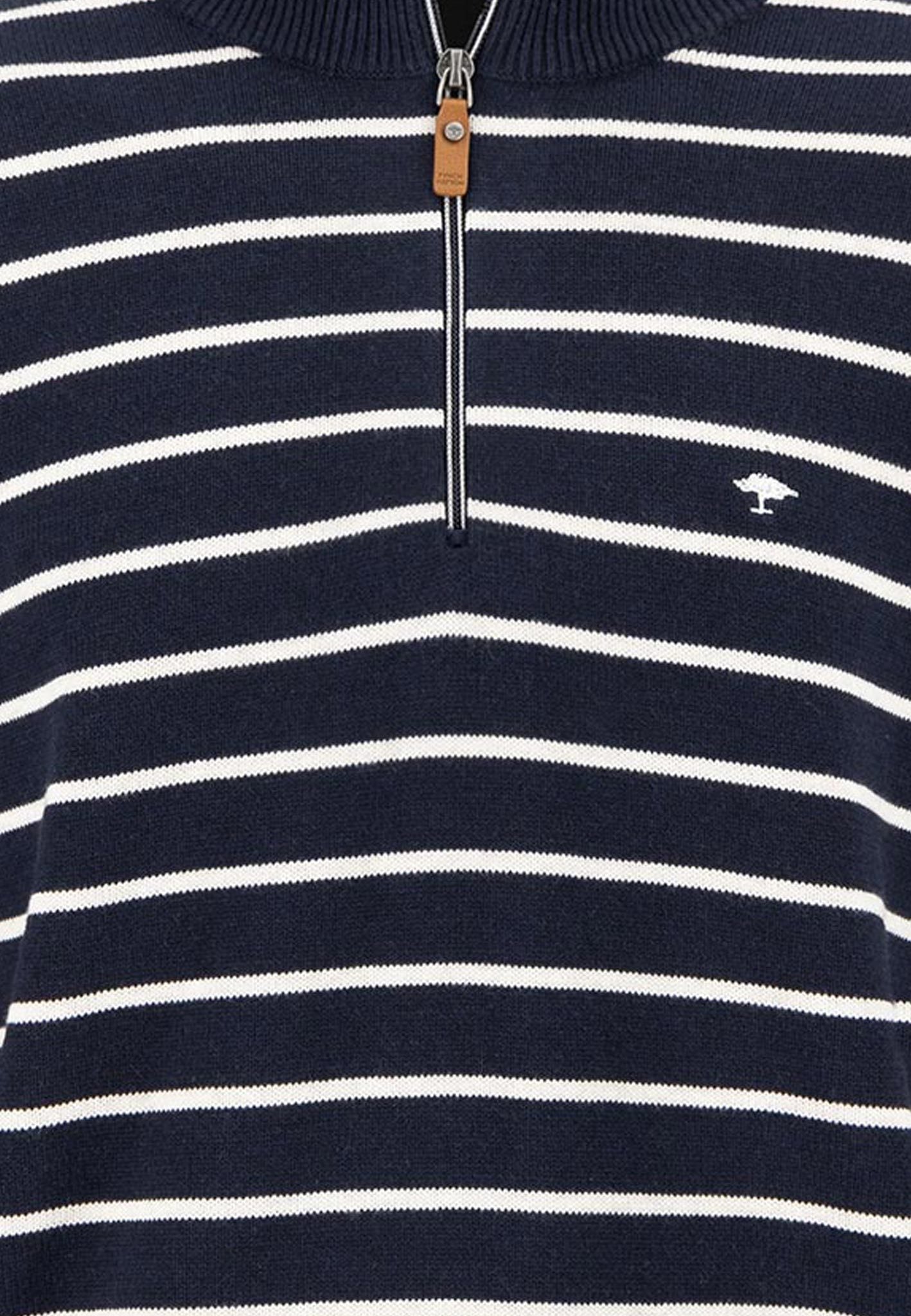 Striped Knitwear Half-Zip Troyer