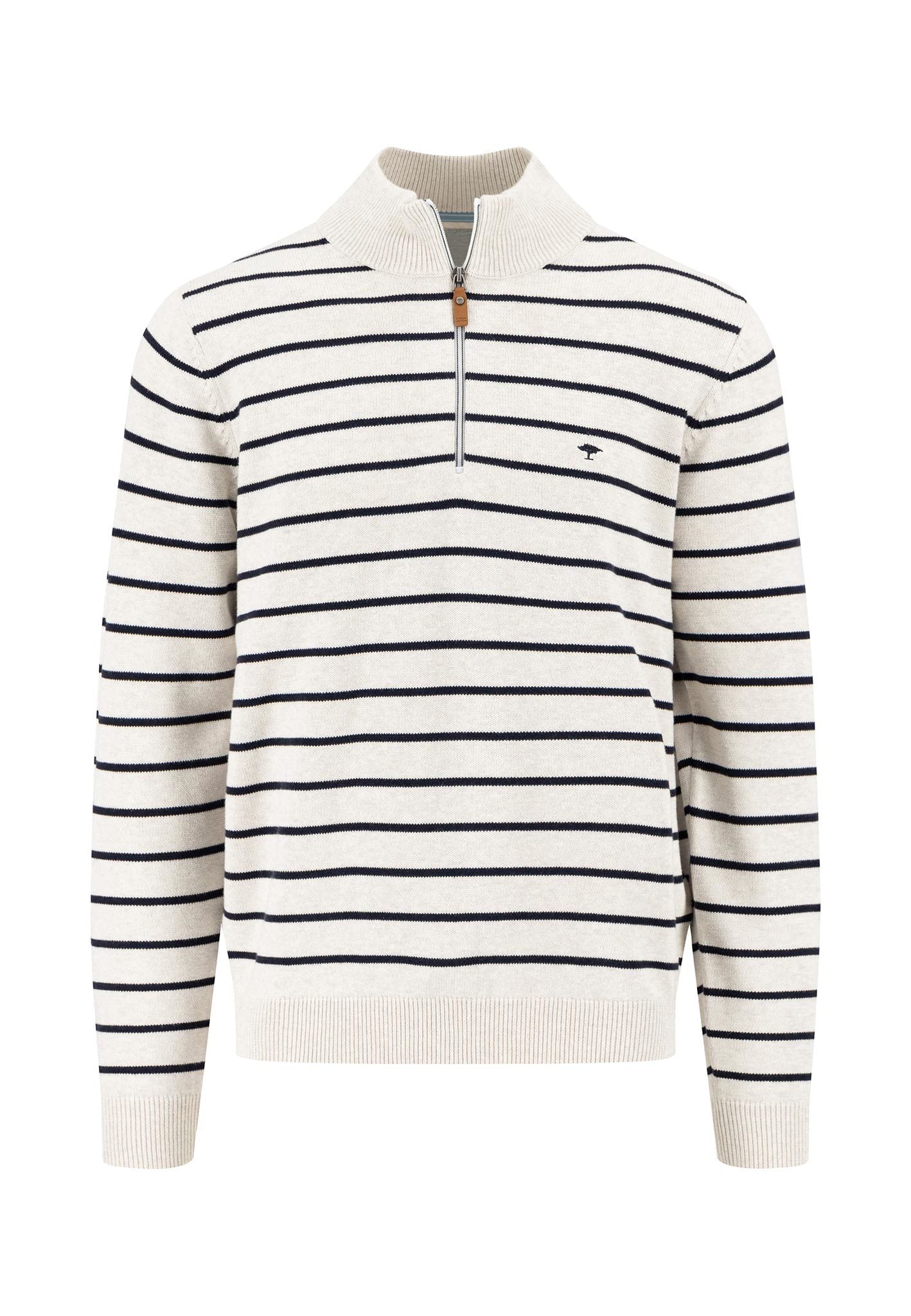 Striped Knitwear Half-Zip Troyer