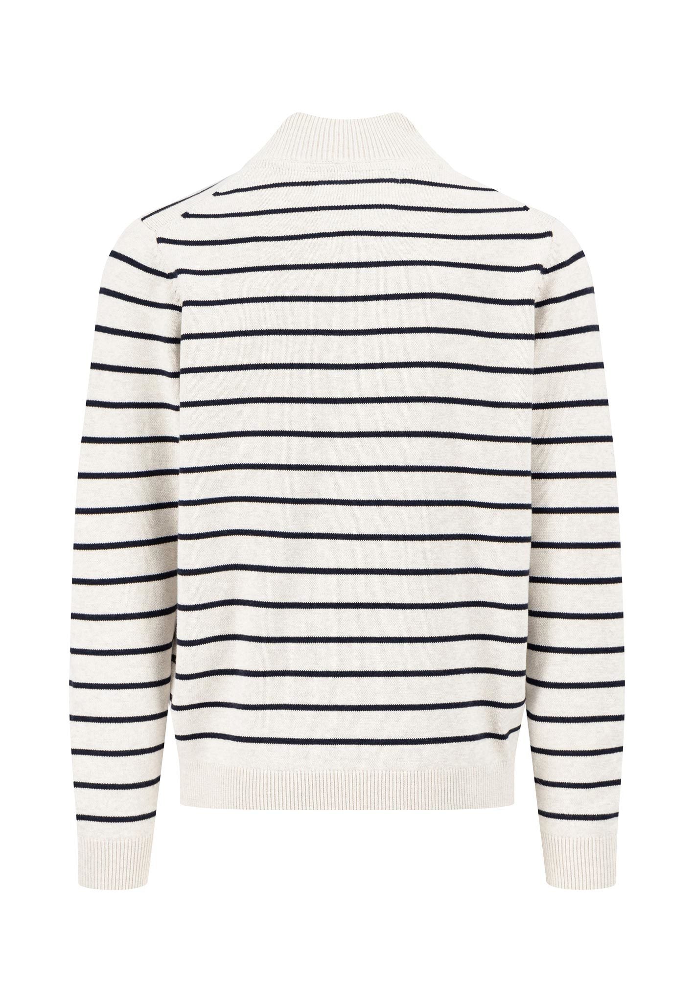 Striped Knitwear Half-Zip Troyer