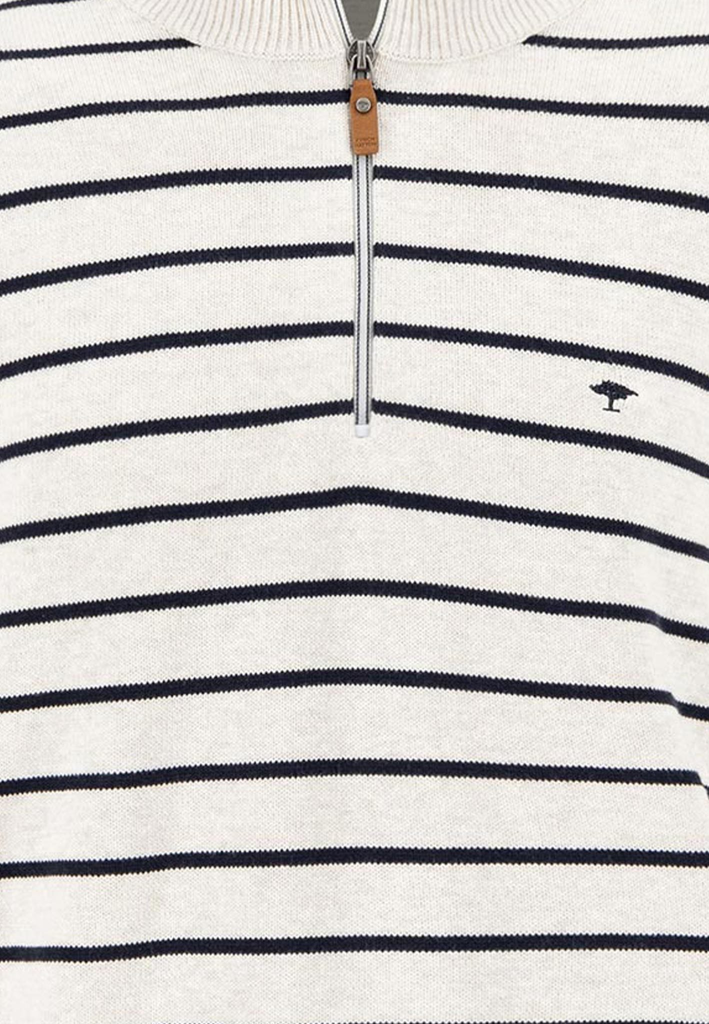 Striped Knitwear Half-Zip Troyer