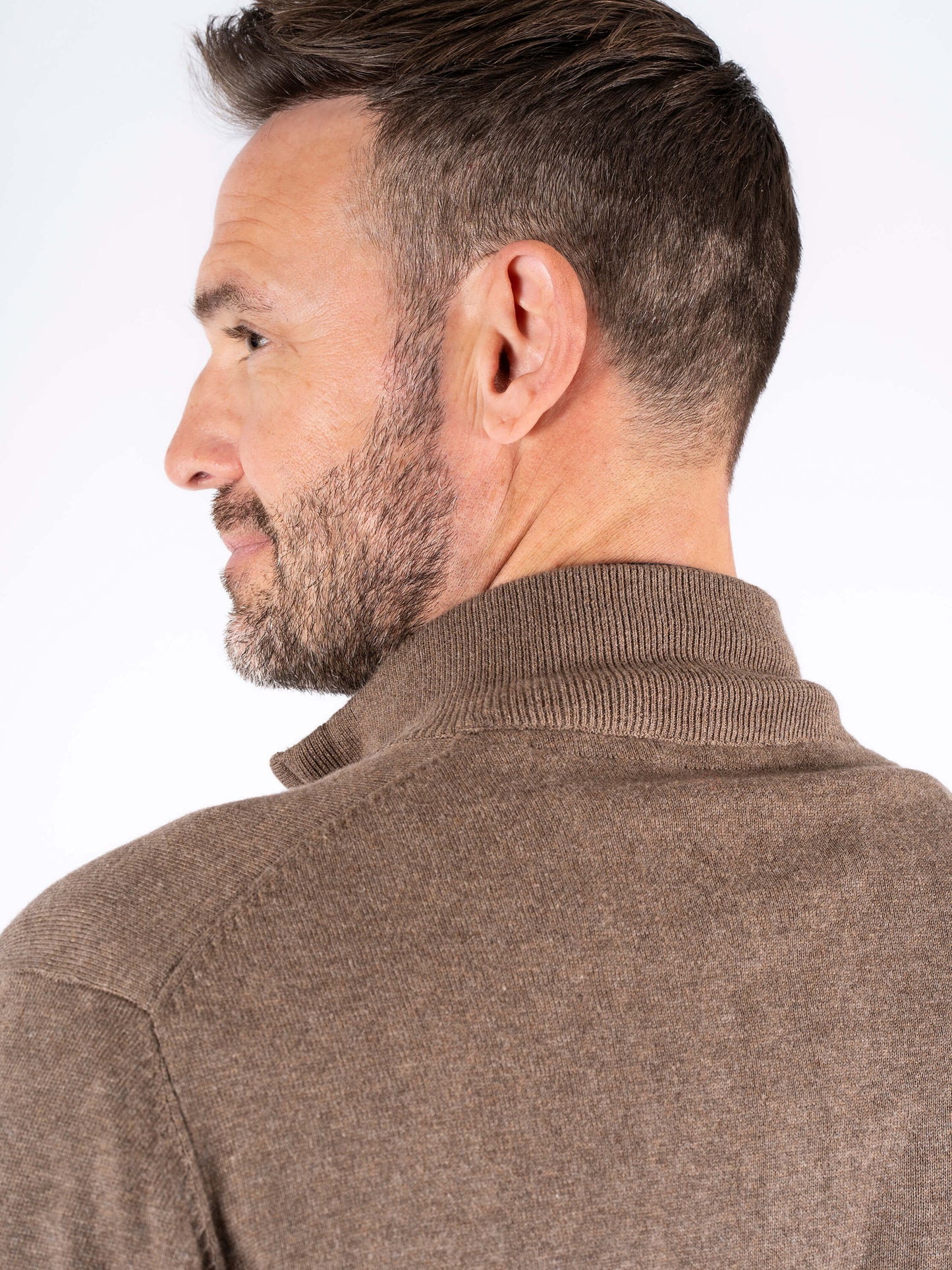 Malcom Zip Knitwear - Mid Brown