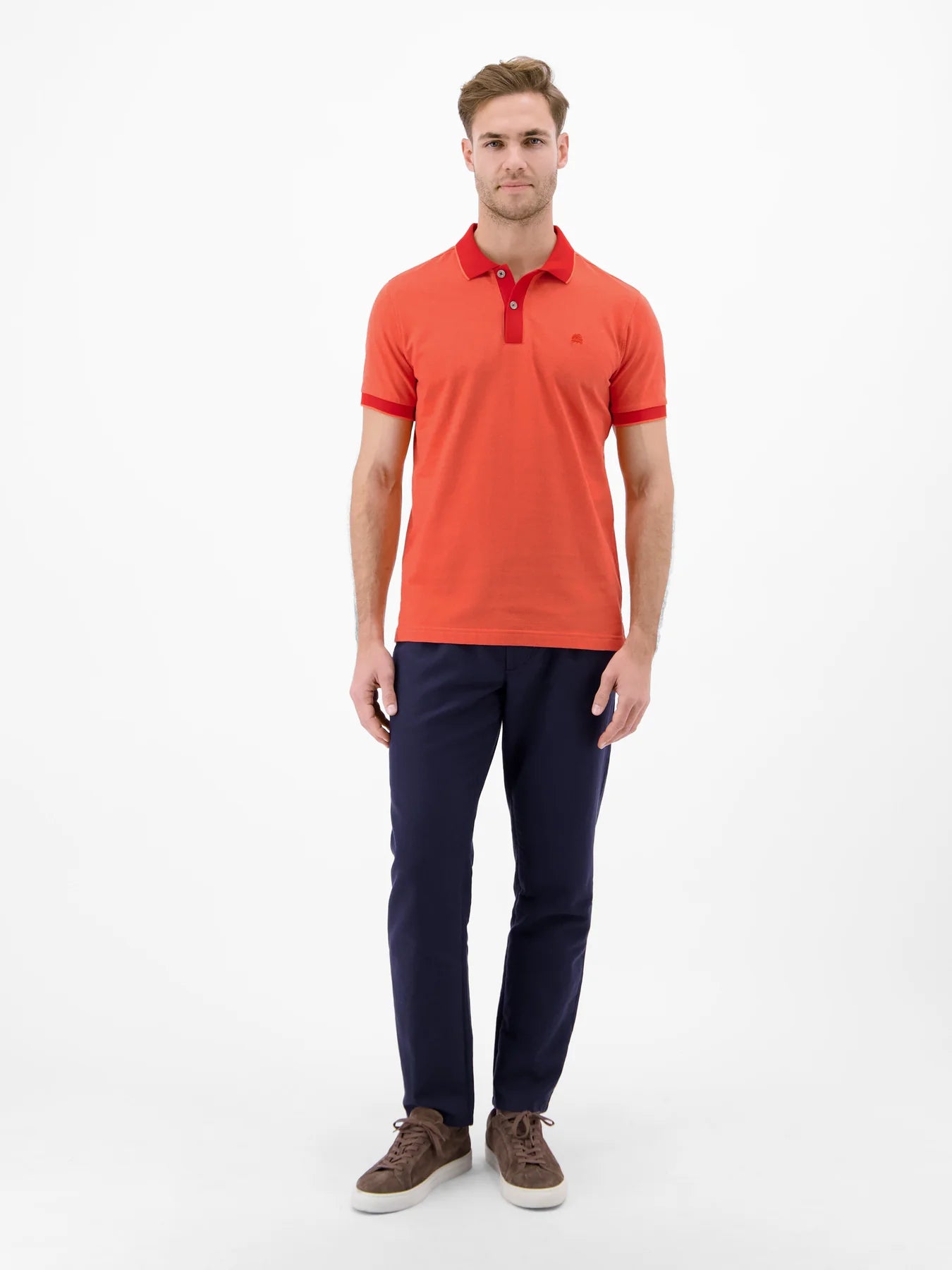 Two Tone Polo Shirt Vivid Red