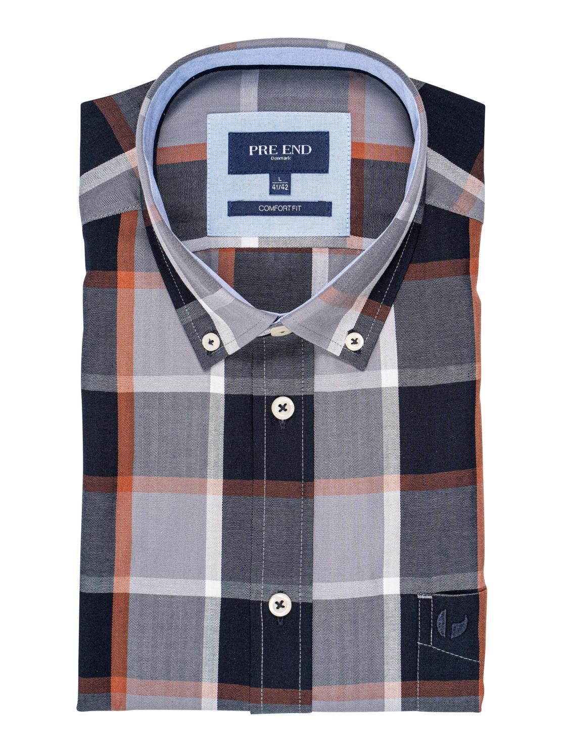 Rome Long Sleeve Check Pattern Shirt - Steel Grey