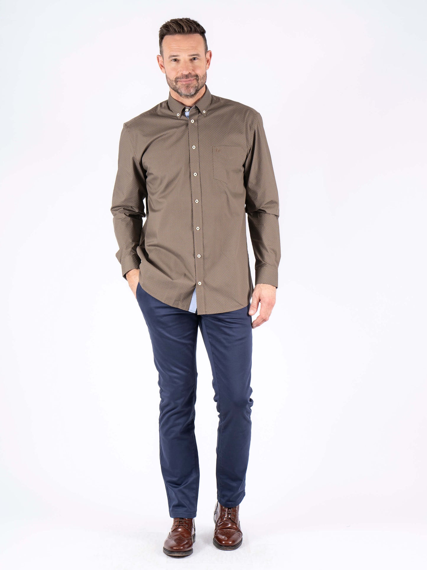 Napoli Long Sleeve Shirt - Mid Brown
