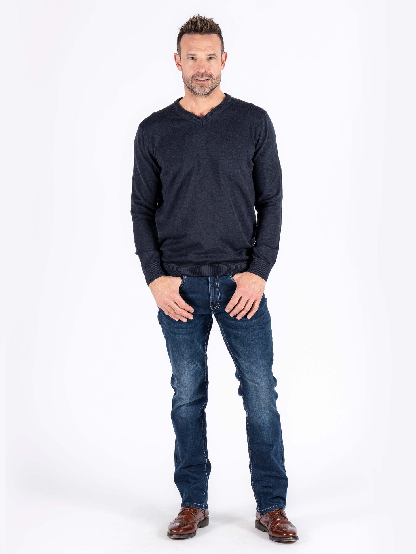 Malcom V Neck Knitwear - Navy Dark Sapphire
