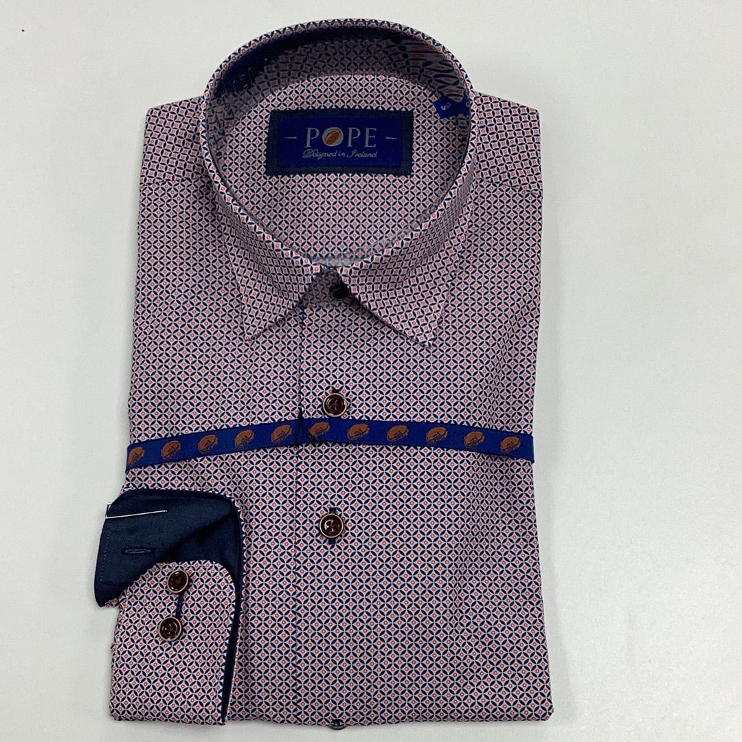 Navy & Red Patterned Shirt