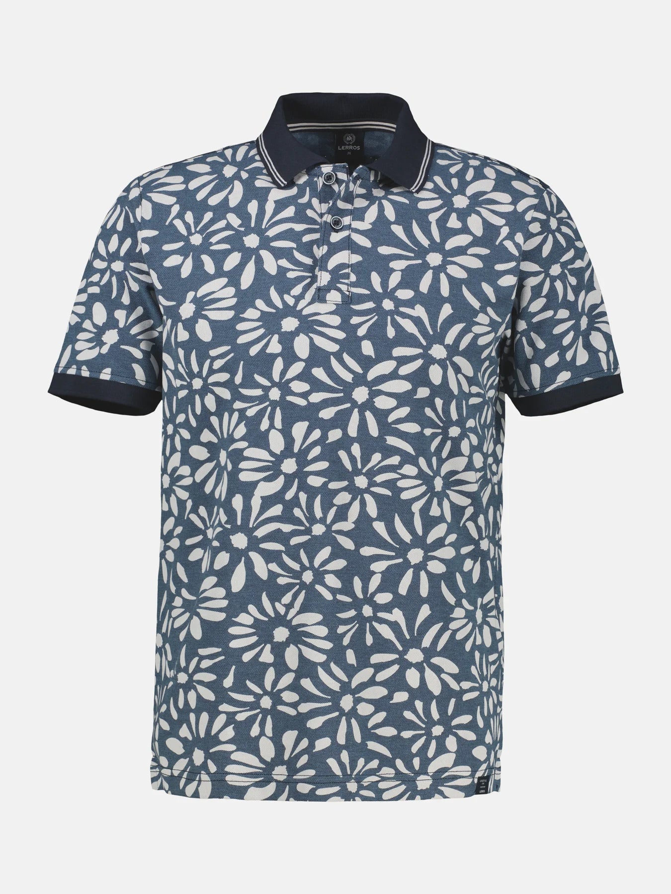 Floral Print Polo Shirt - Classic Navy Lerros
