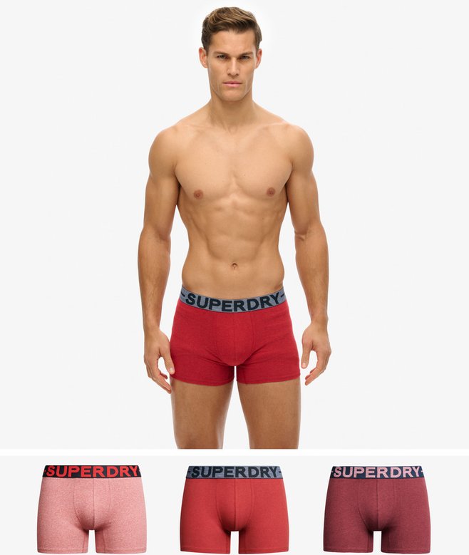 Organic Cotton Boxer Triple Pack - Red Marl Mix