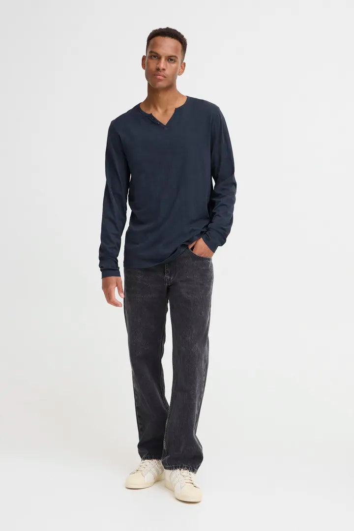 BH Ivalde Split Neck L/S Tee - Salute Blue