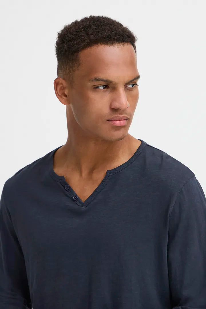 BH Ivalde Split Neck L/S Tee - Salute Blue