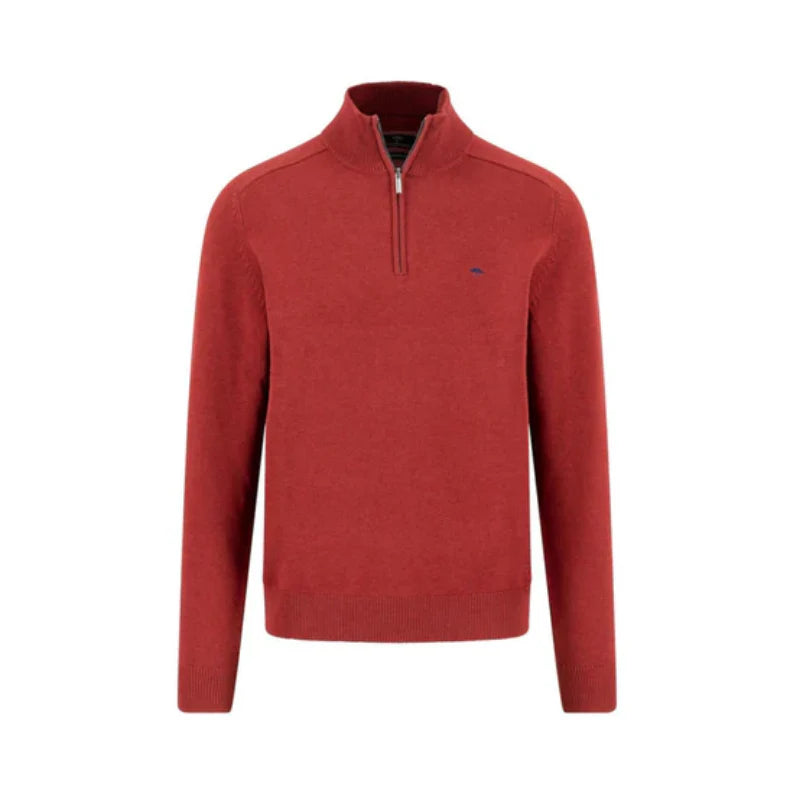 Troyer-Zip, supersoft Knit - Garnet Red