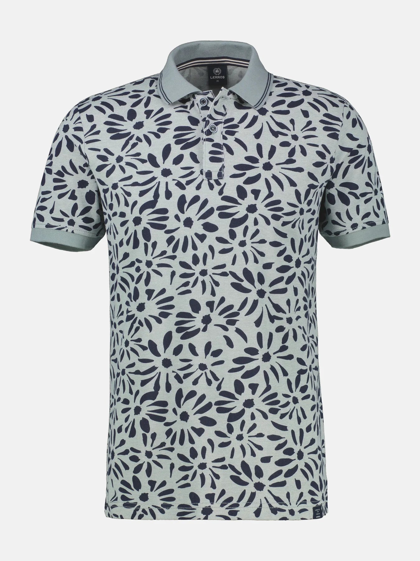 Floral Polo Shirt - Storm Grey Lerros