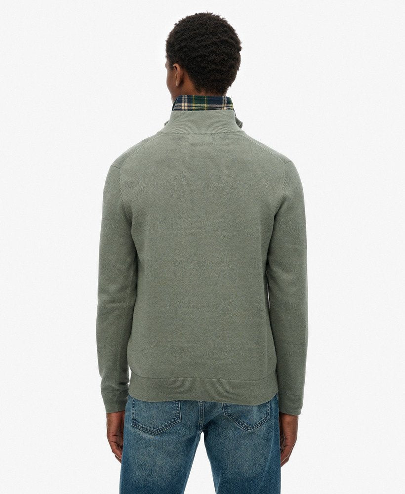 Essentials Cotton Half Zip Lily Pad Green