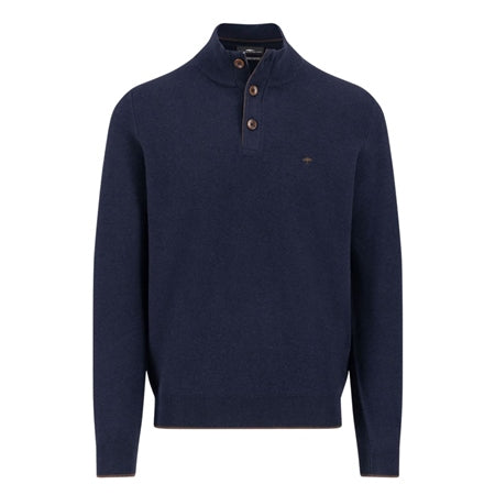 Troyer Button Tipping Superfine Knit - Navy