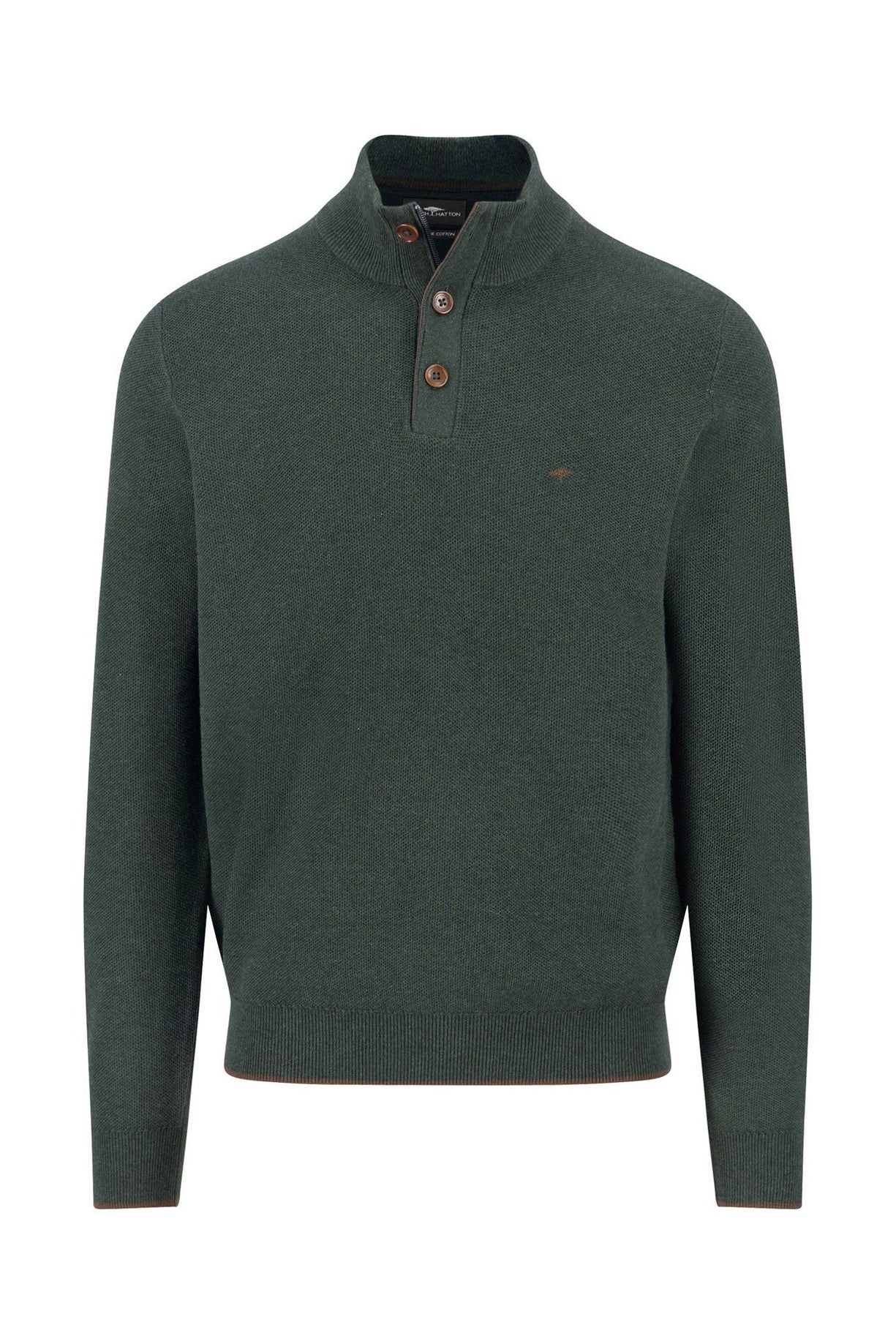 Troyer Button Tipping Superfine Knit - Dark Khaki