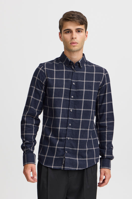 CFANTON Long Sleeve Brushed Cotton Check Shirt