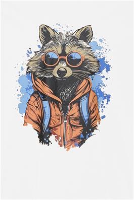 T-Shirt Racoon Print