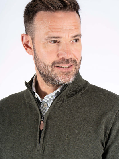 Malcom Zip Knitwear - Old Green Melange