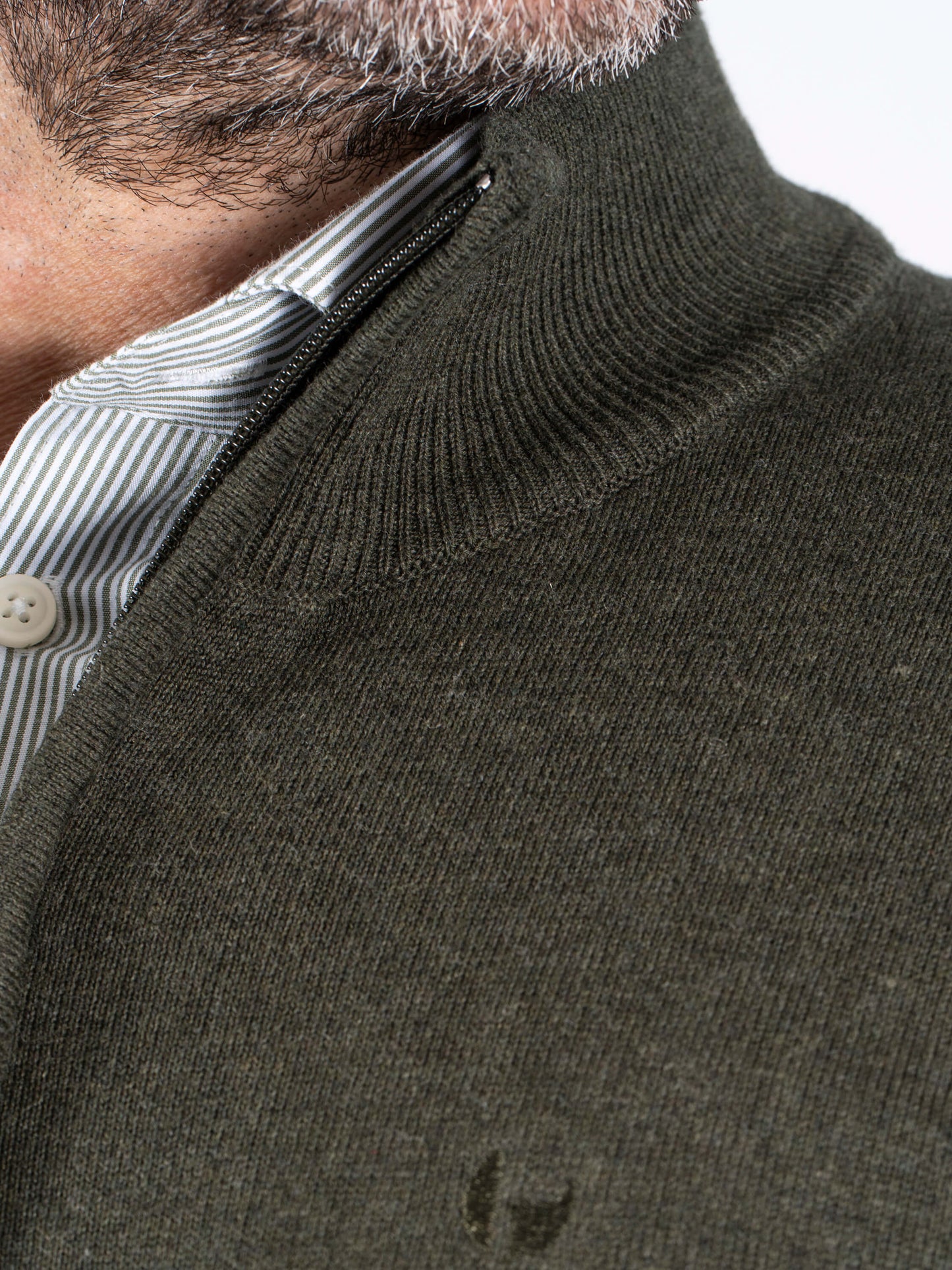 Malcom Zip Knitwear - Old Green Melange