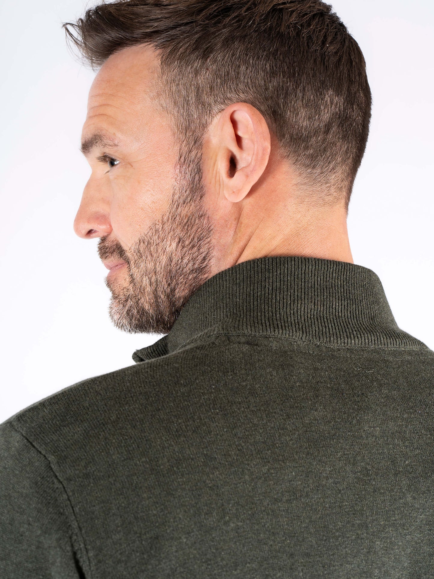 Malcom Zip Knitwear - Old Green Melange