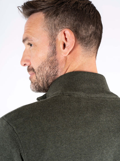 Malcom Zip Knitwear - Old Green Melange