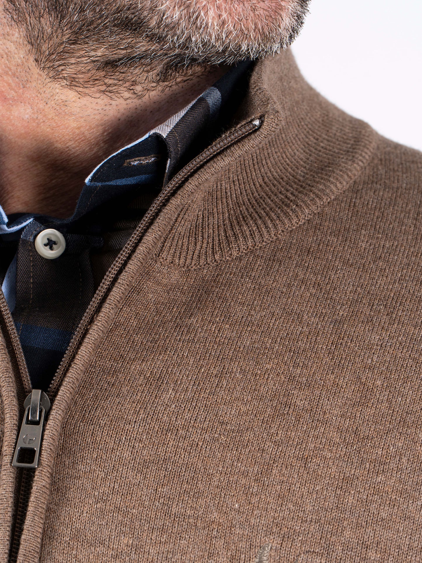 Malcom Zip Knitwear - Mid Brown