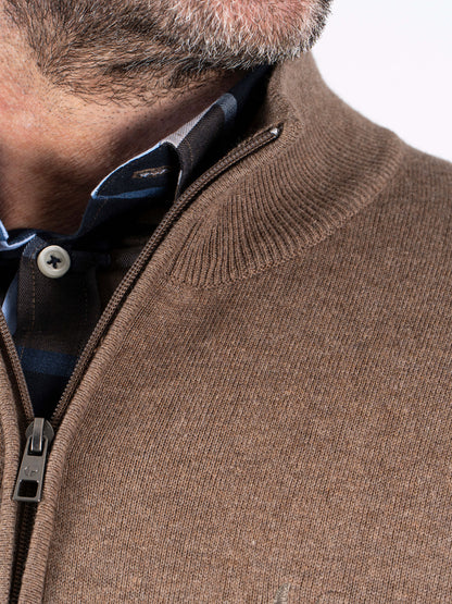 Malcom Zip Knitwear - Mid Brown