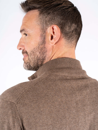 Malcom Zip Knitwear - Mid Brown