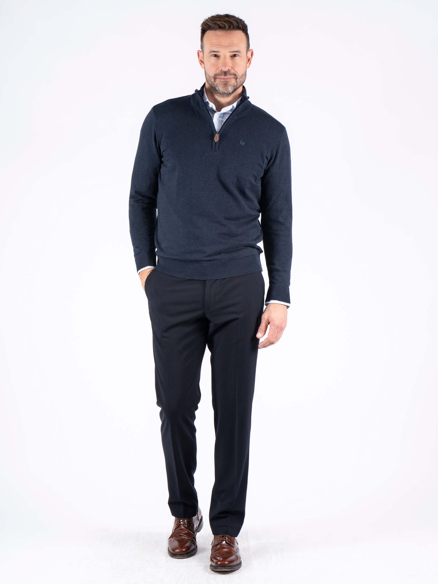 Malcom Zip Knitwear - Dark Navy