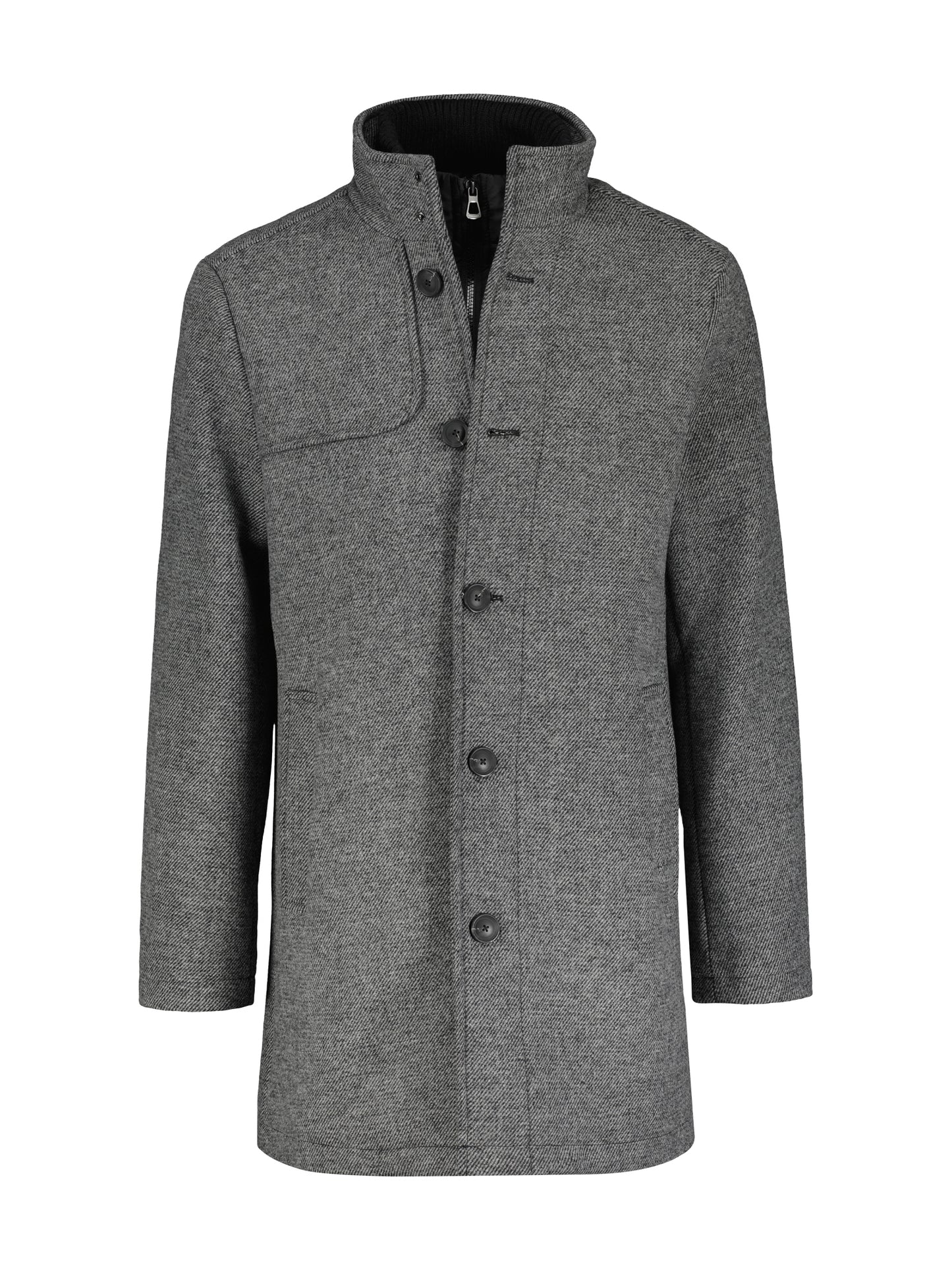 Medium Length Wool Coat - Smoke Grey