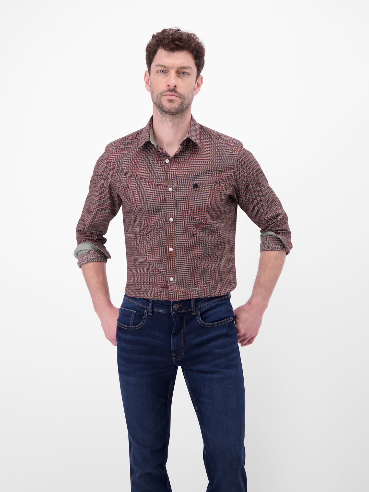 Lerros Poplin Long Sleeve Shirt - Vivid Red