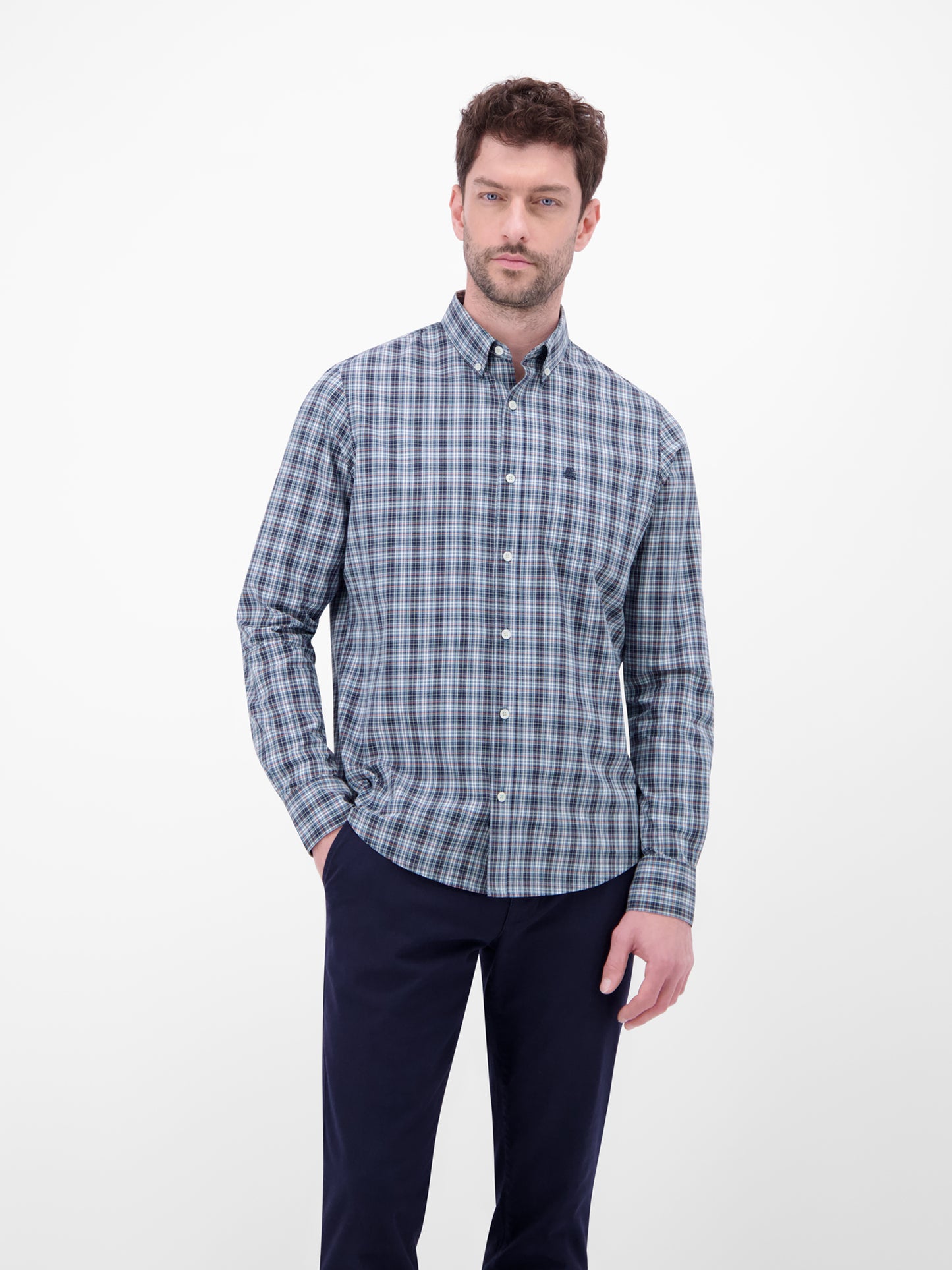 Lerros Check Long Sleeve Shirt - Classic Navy