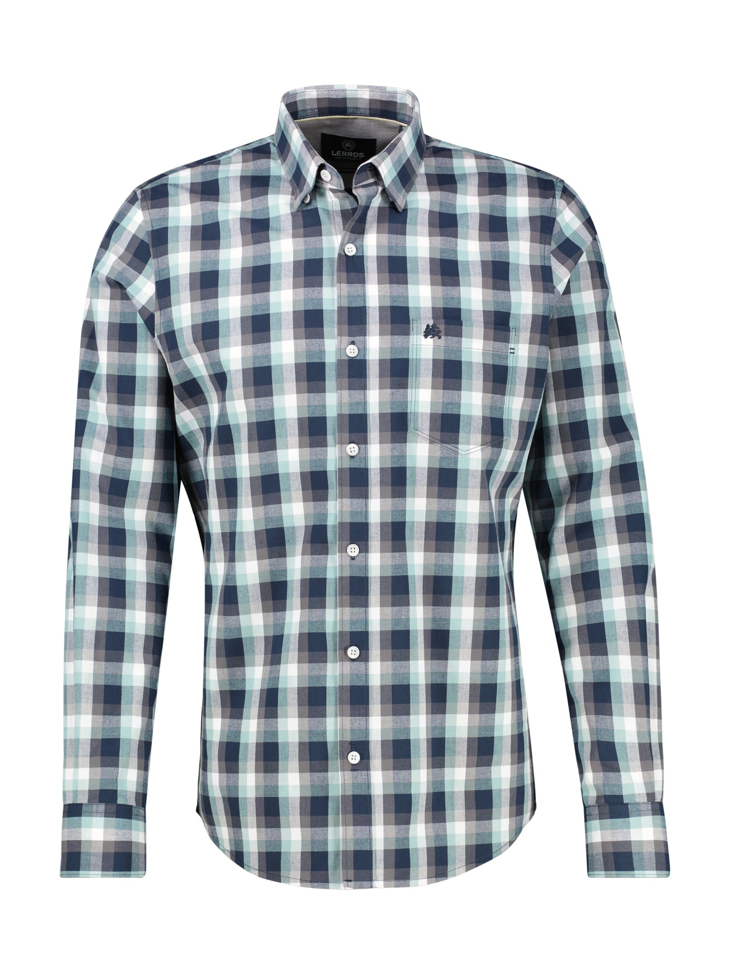 Lerros Check Poplin Long Sleeve Shirt - Basalt Grey