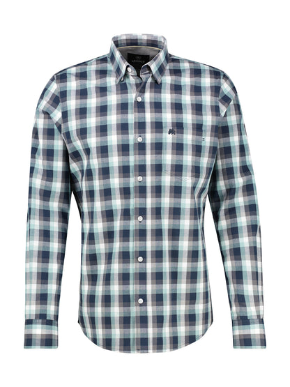 Lerros Check Poplin Long Sleeve Shirt - Basalt Grey