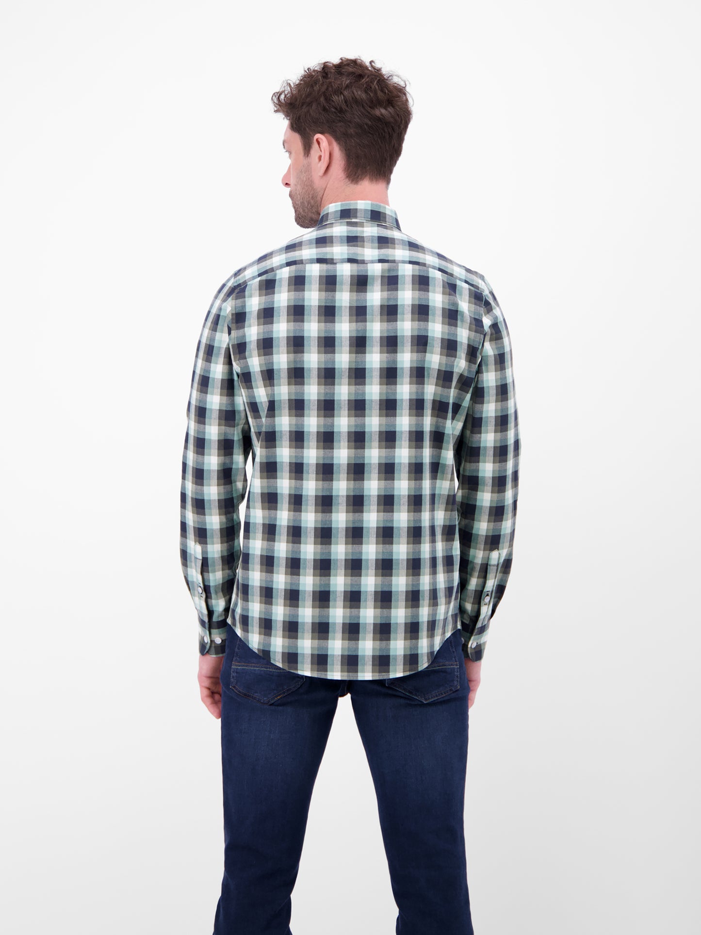 Lerros Check Poplin Long Sleeve Shirt - Basalt Grey
