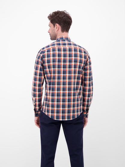 Lerros Check Poplin Long Sleeve Shirt - Vivid Red