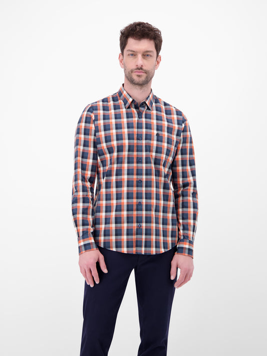Lerros Check Poplin Long Sleeve Shirt - Vivid Red