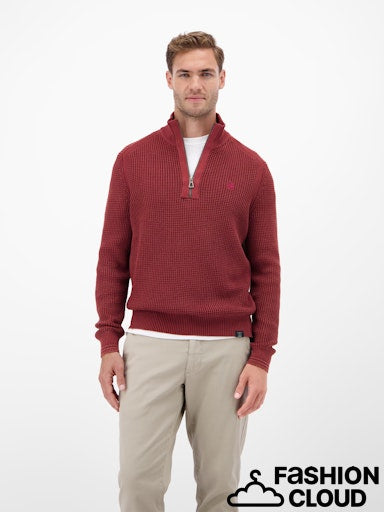 Troyer Half Zip Knitwear - Maple Red