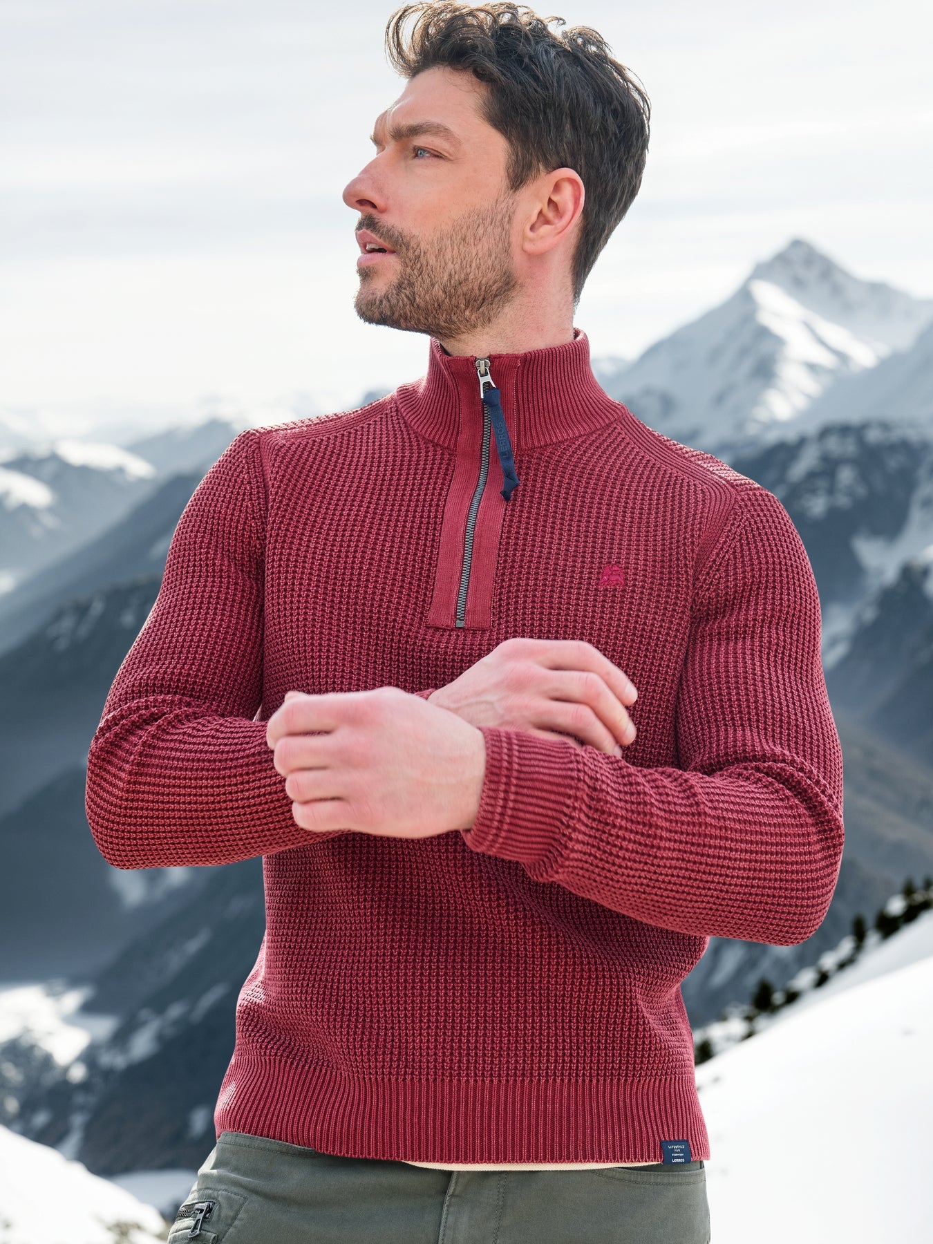 Troyer Half Zip Knitwear - Maple Red