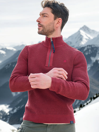 Troyer Half Zip Knitwear - Maple Red