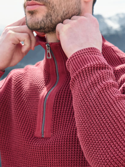 Troyer Half Zip Knitwear - Maple Red