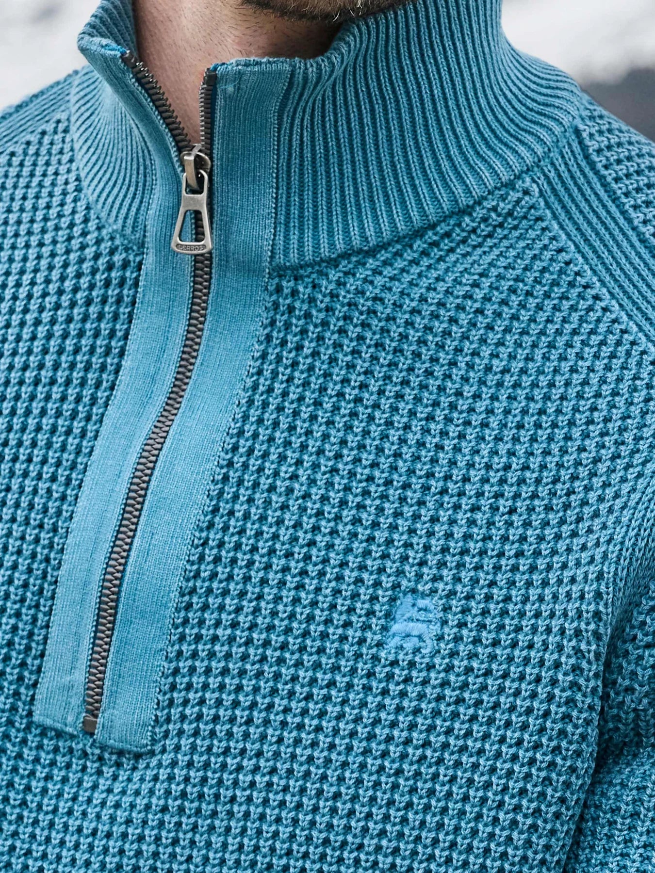 Troyer Half Zip Knitwear - Swedish Blue