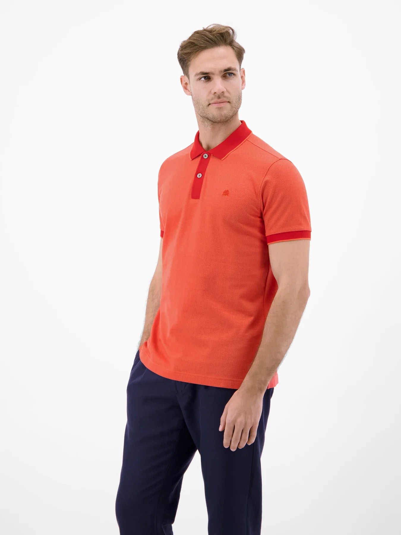 Two Tone Polo Shirt Vivid Red