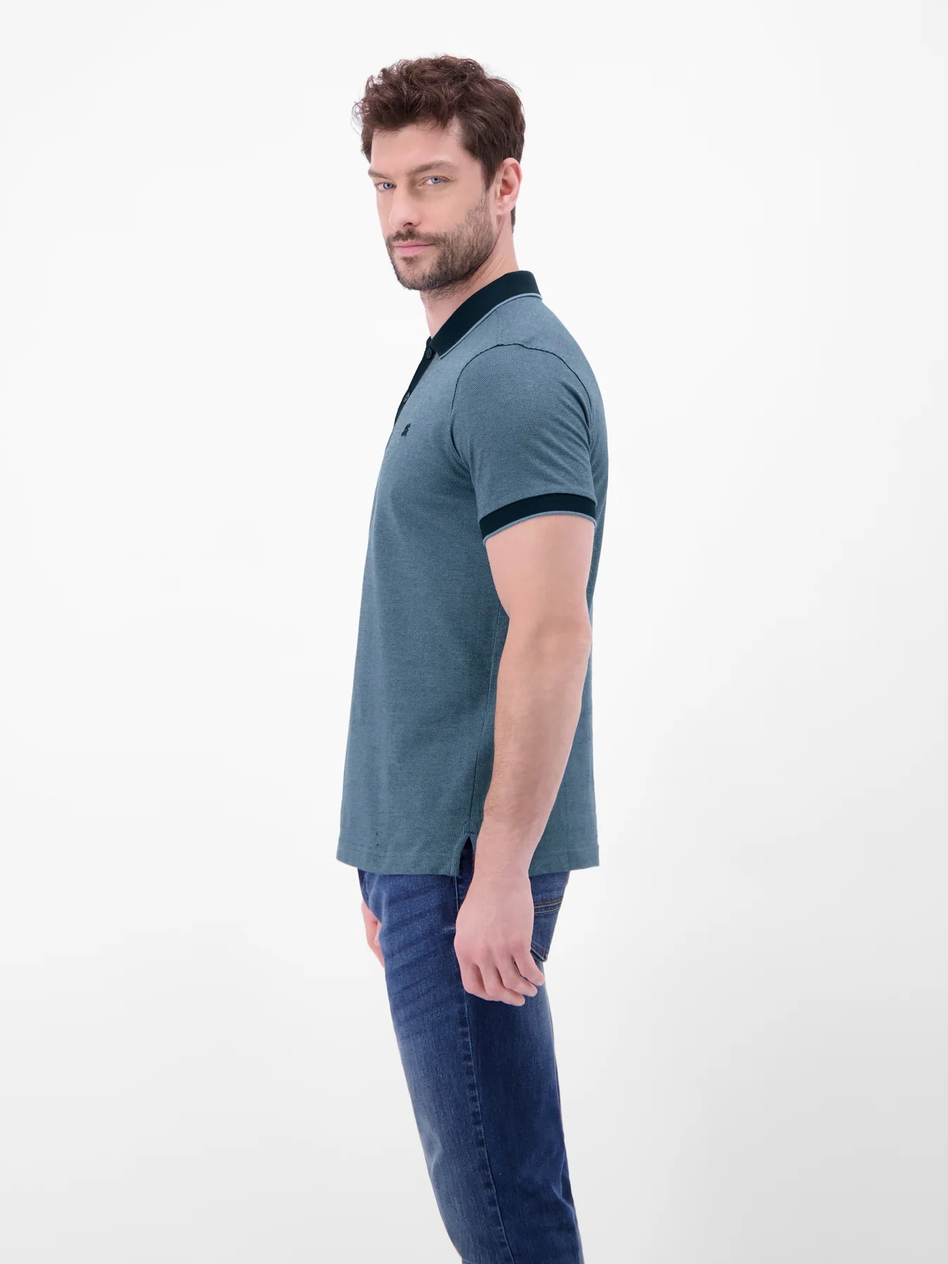 Two Tone Polo Shirt Navy