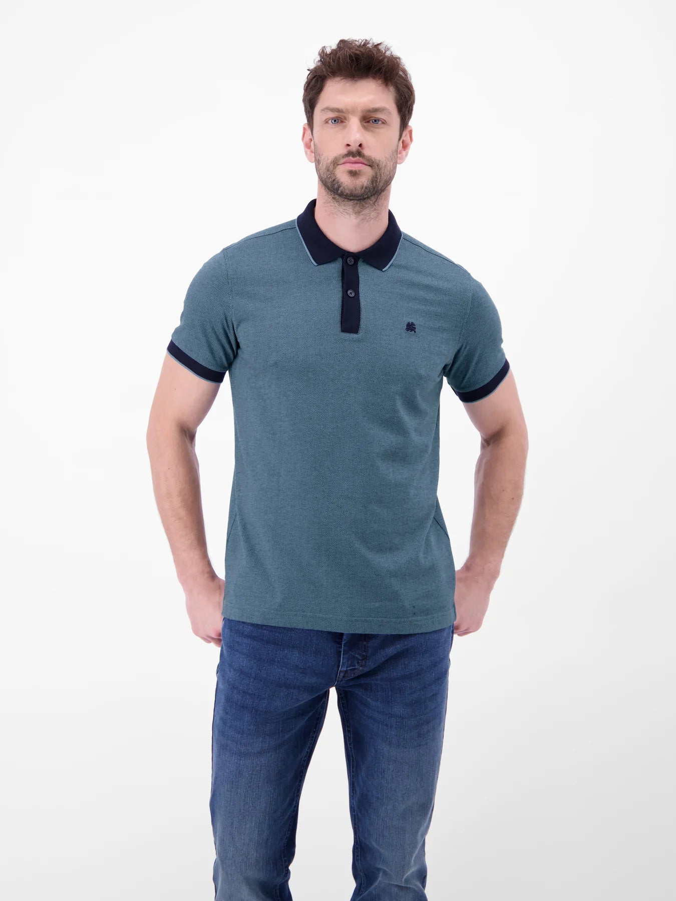 Two Tone Polo Shirt Navy