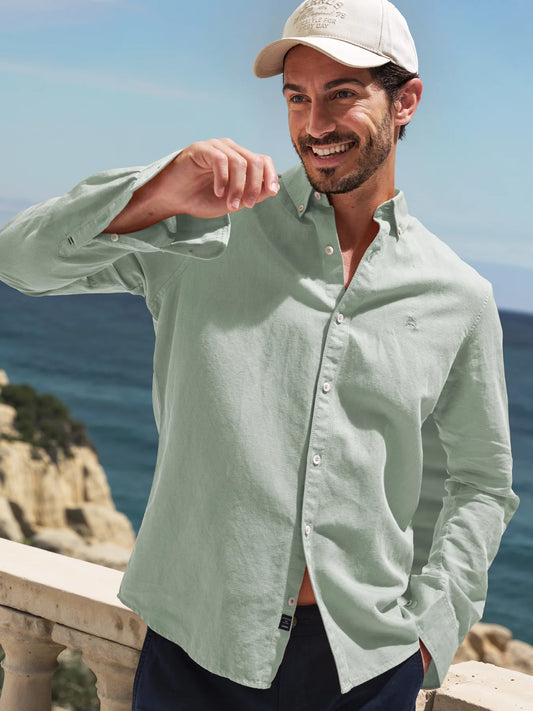 Lerros Cotton & Linen Blend Shirt - Storm Grey