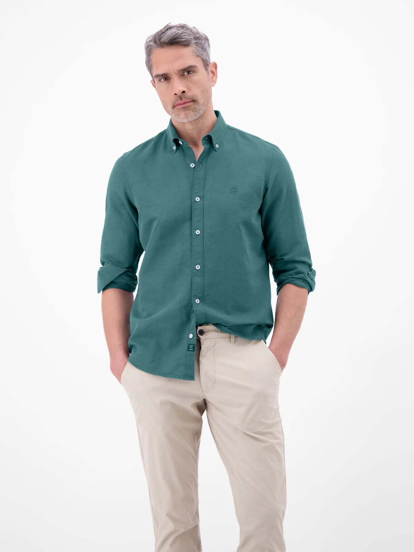 Lerros Cotton & Linen Blend Shirt - Soft Teal