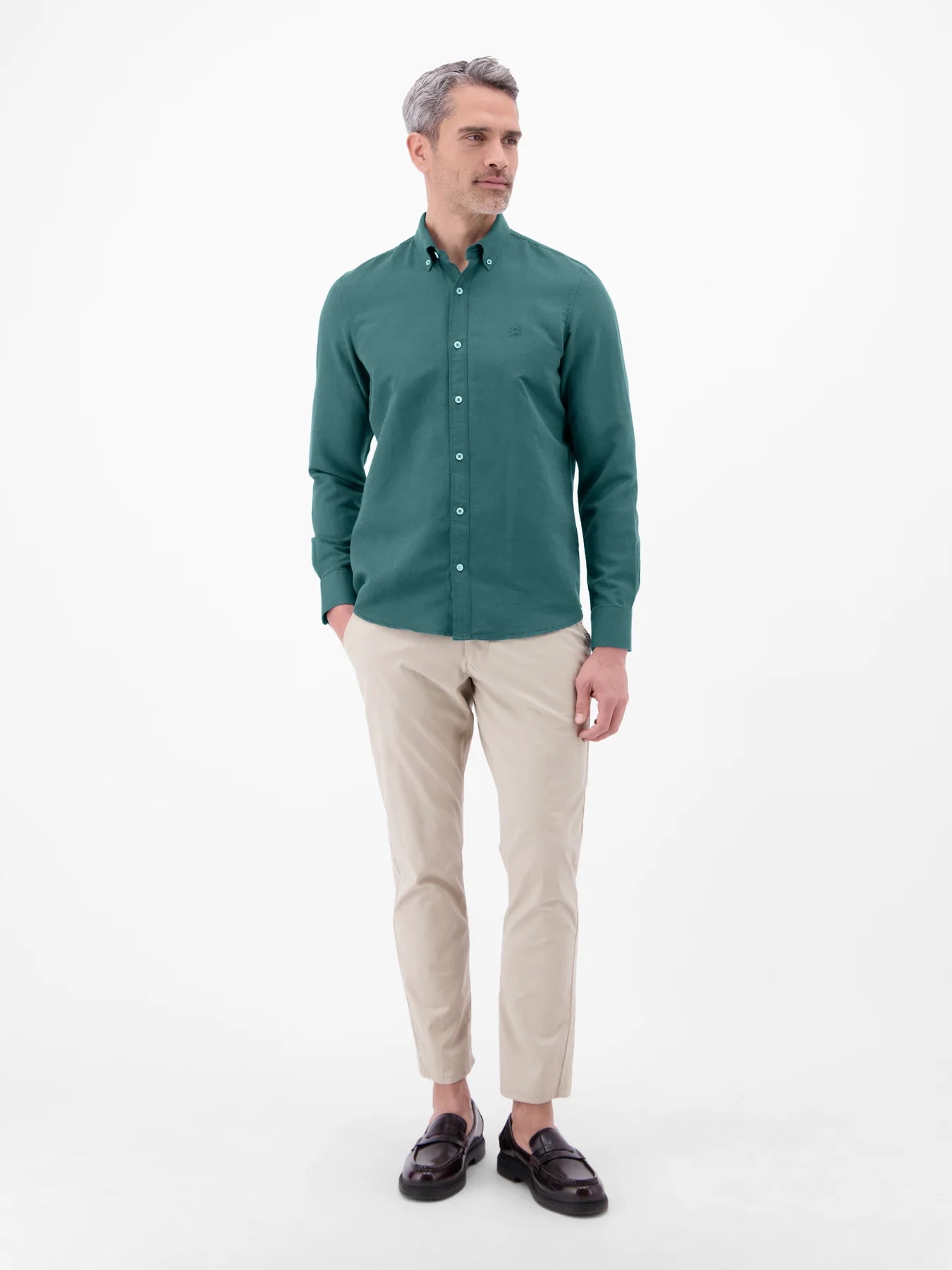 Lerros Cotton & Linen Blend Shirt - Soft Teal