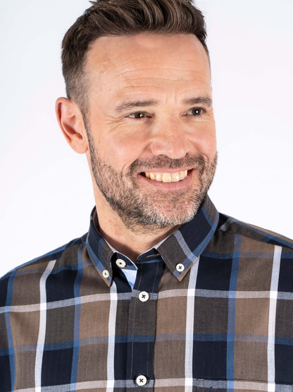 Rome Long Sleeve Check Pattern Shirt - Dark Navy