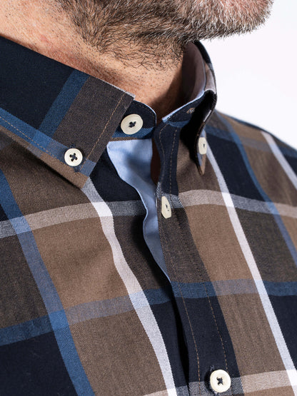 Rome Long Sleeve Check Pattern Shirt - Dark Navy